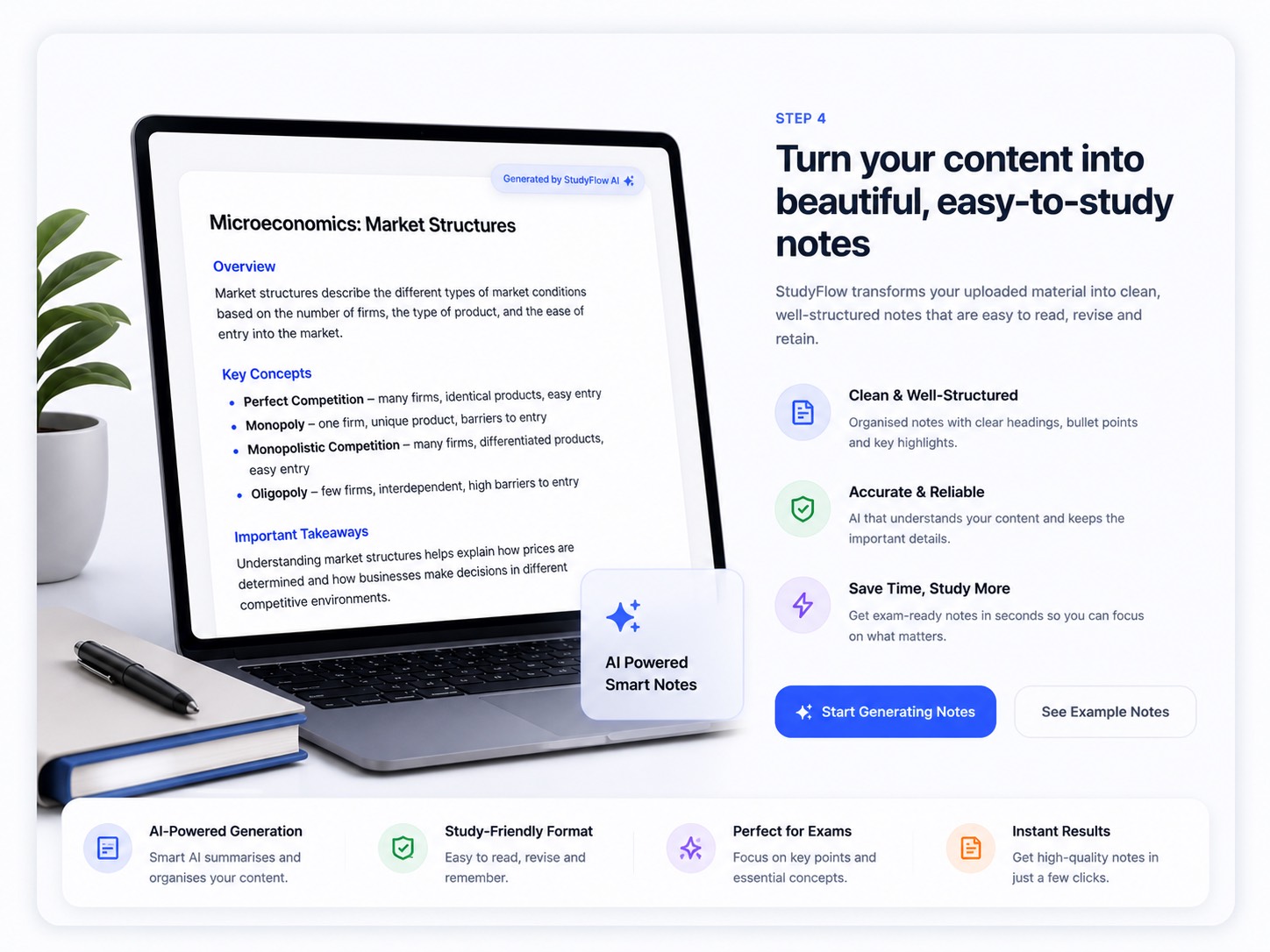 StudyFlow generated notes preview